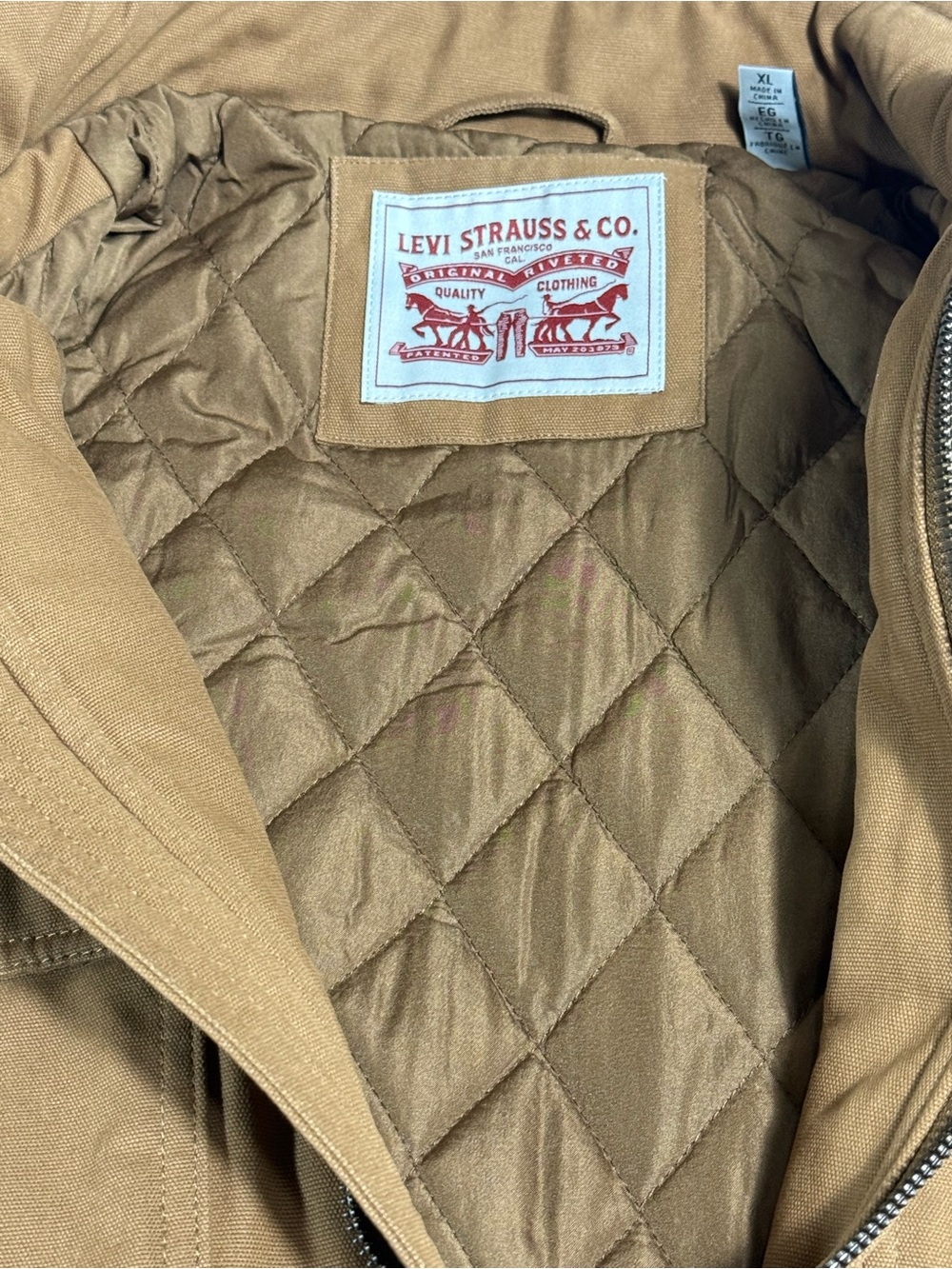 Levi’s Duck Canvas Quilted Work Jacket Men’s XL Brown Full Zip Insulated NWT - Picture 7 of 11